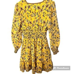 Max studio Canary Yellow Flirty floral dress